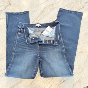 RE/DONE Jeans 90s High Rise Loose Straight Leg Button Fly Deep Faded Blue 27 NWT